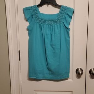 🆕️ Aqua/Teal Flutter Sleeves Blouse (NEVER WORN)